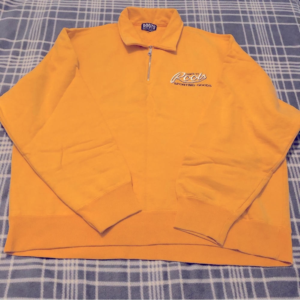 ROOTS Athletics Vintage Roots Sporting Goods Since’73 Yellow Pullover Sweatshirt